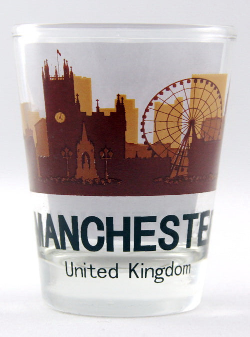 Manchester United Kingdom Sunset Skyline Shot Glass