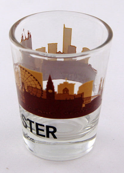 Manchester United Kingdom Sunset Skyline Shot Glass