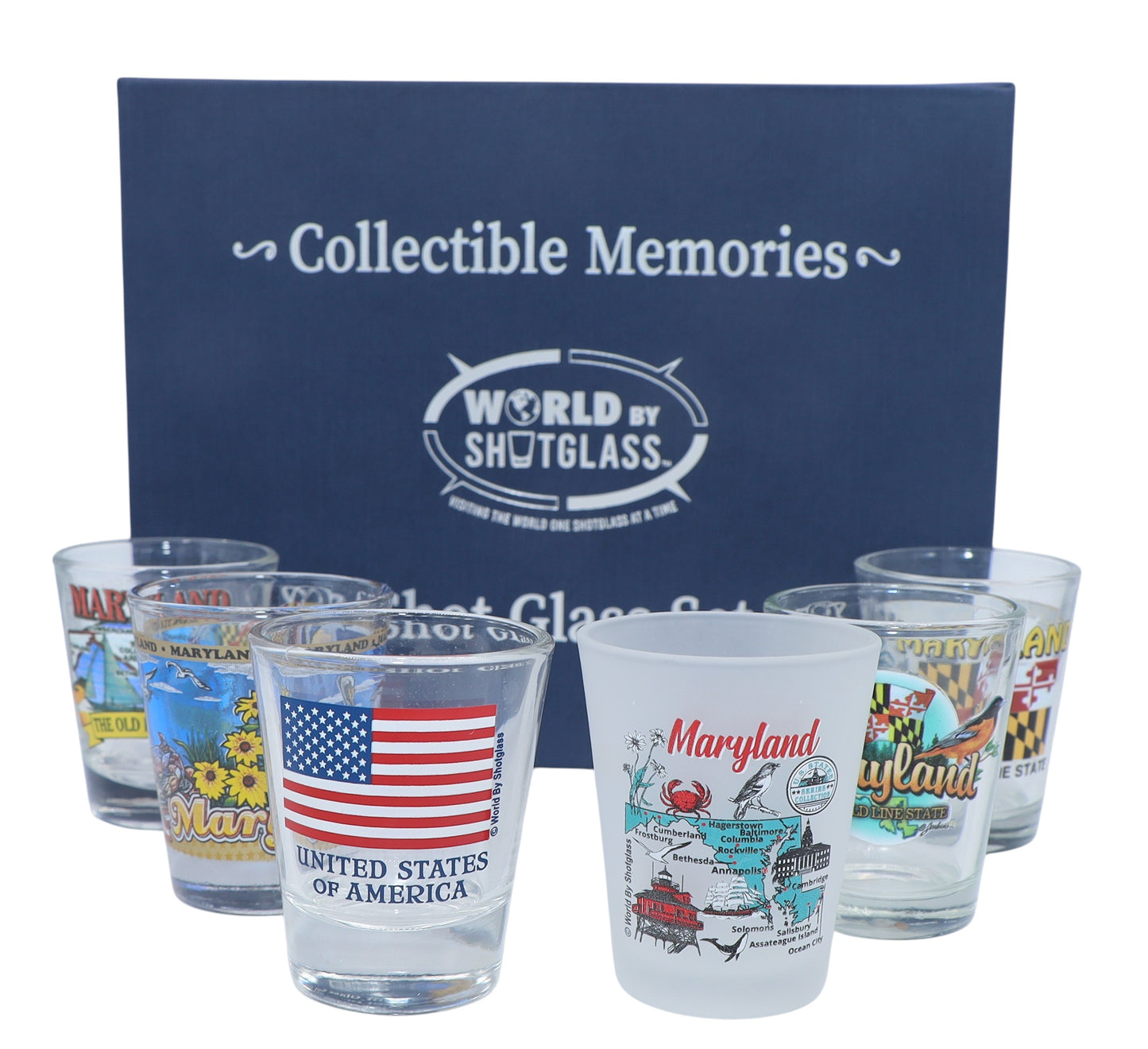 Maryland United States USA Souvenir Boxed Shot Glass Set (Set of 6)