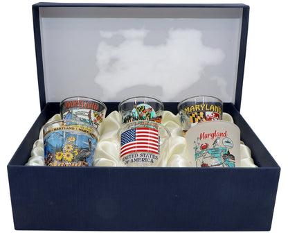 Maryland United States USA Souvenir Boxed Shot Glass Set (Set of 6)