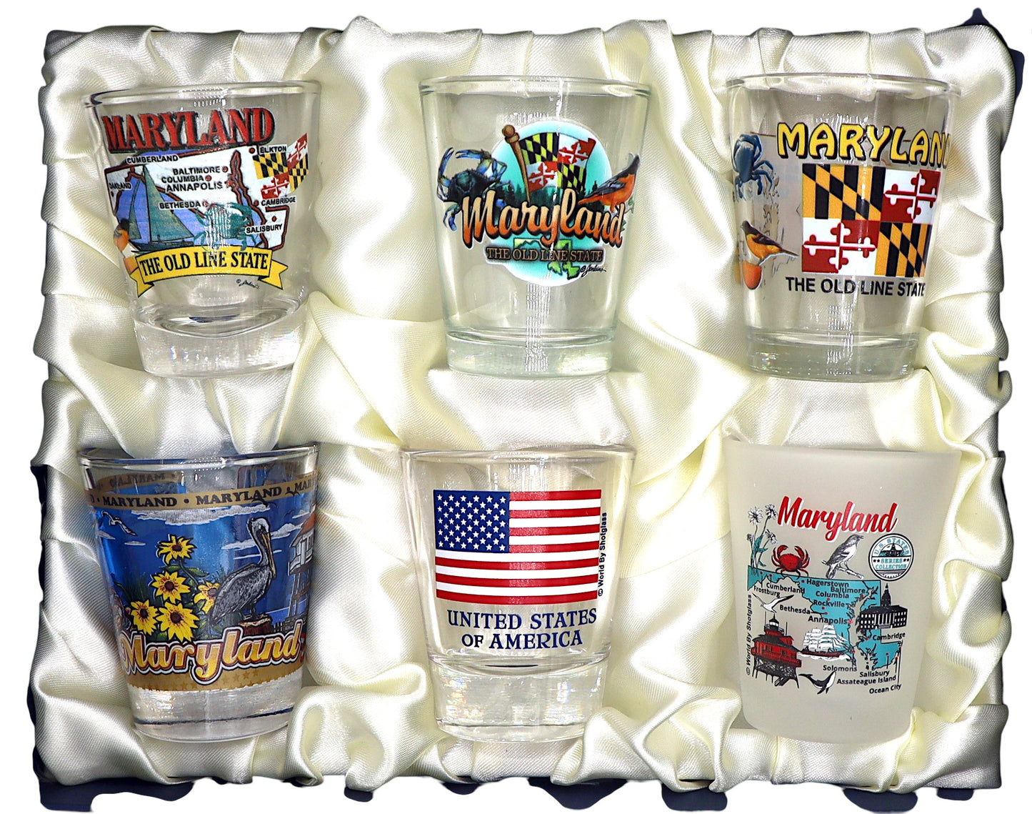 Maryland United States USA Souvenir Boxed Shot Glass Set (Set of 6)