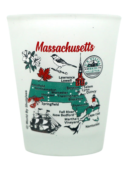 Massachusetts United States USA Souvenir Boxed Shot Glass Set (Set of 6)