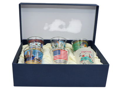 Massachusetts United States USA Souvenir Boxed Shot Glass Set (Set of 6)