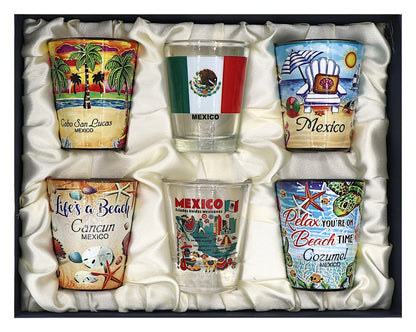 Mexico Souvenir Boxed Shot Glass Set (Set of 6)