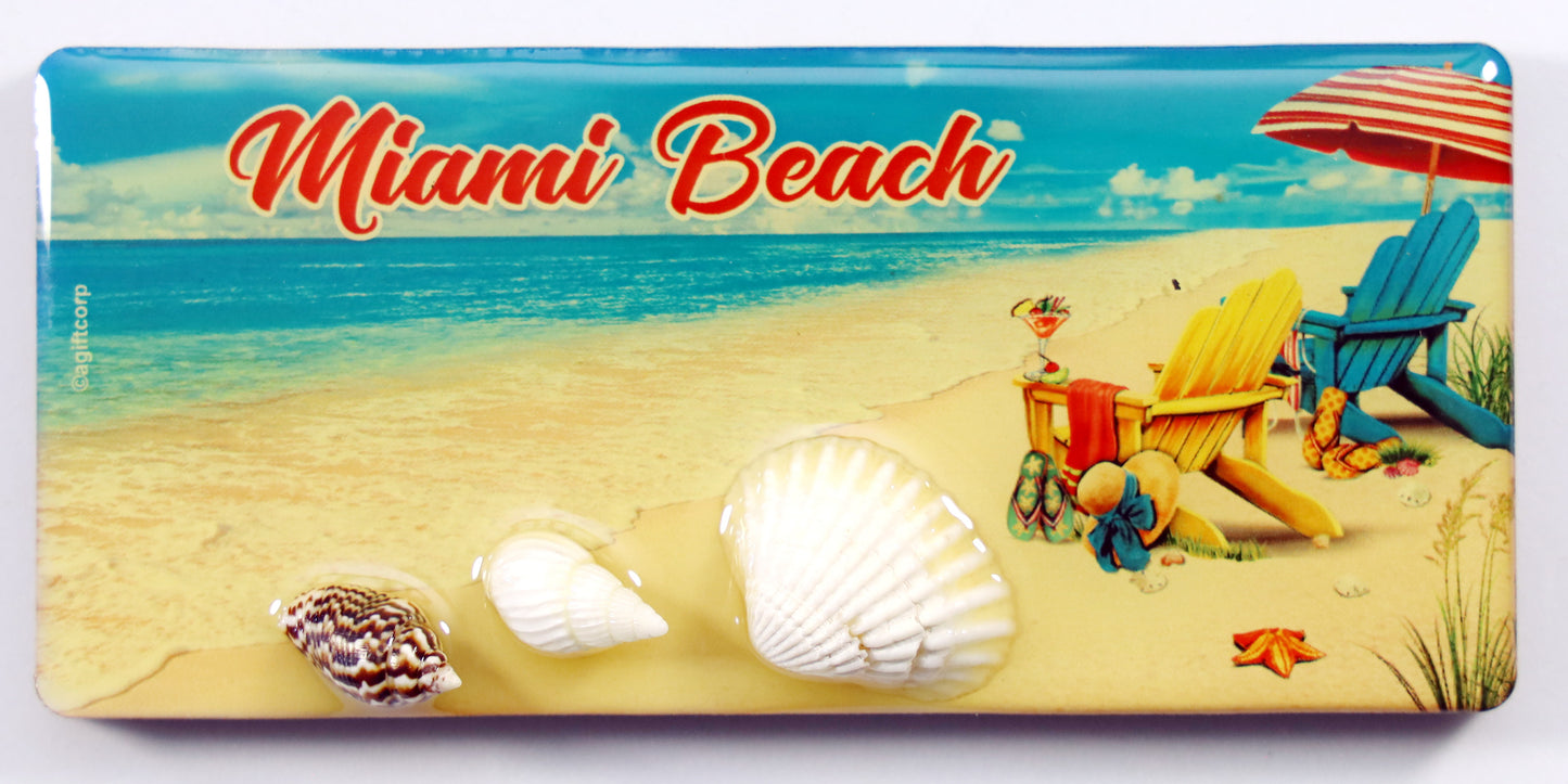 Miami Beach Florida Chair Shell MDF Magnet 4.25" x 2" x 0.25"