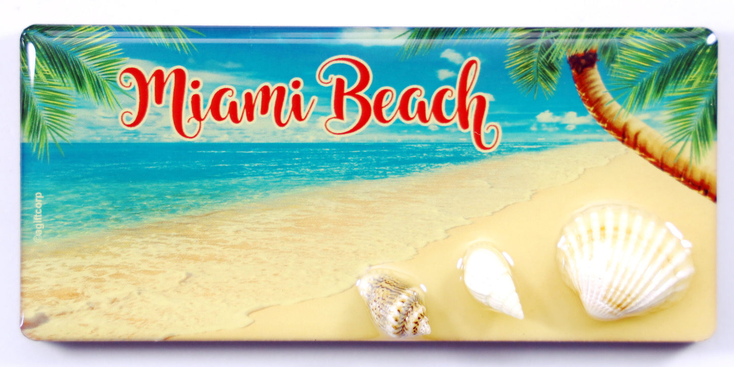 Miami Beach Florida Palm Shell MDF Magnet 4.25" x 2" x 0.25"