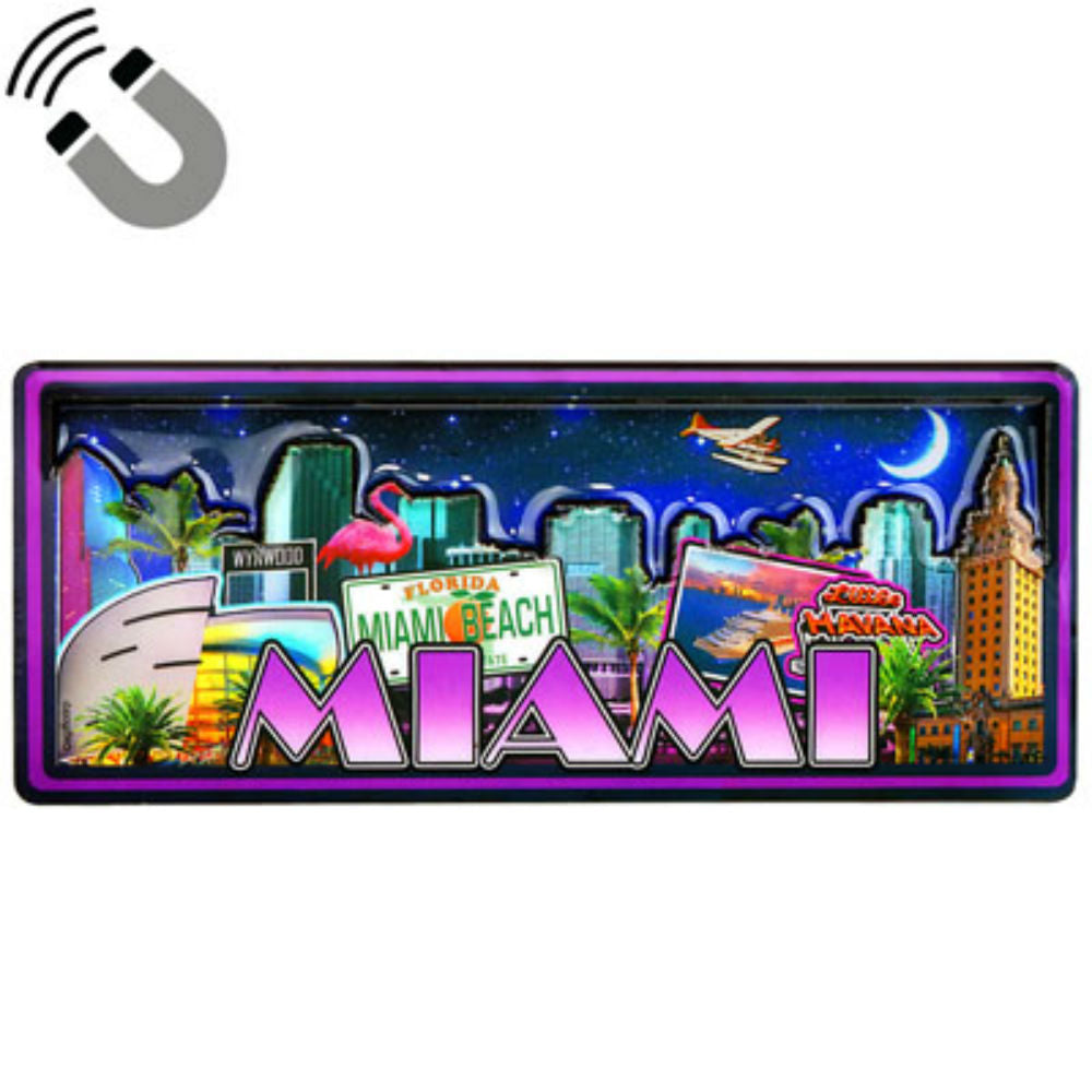 Miami Florida Dual Layer MDF Magnet 2" x 4.5"