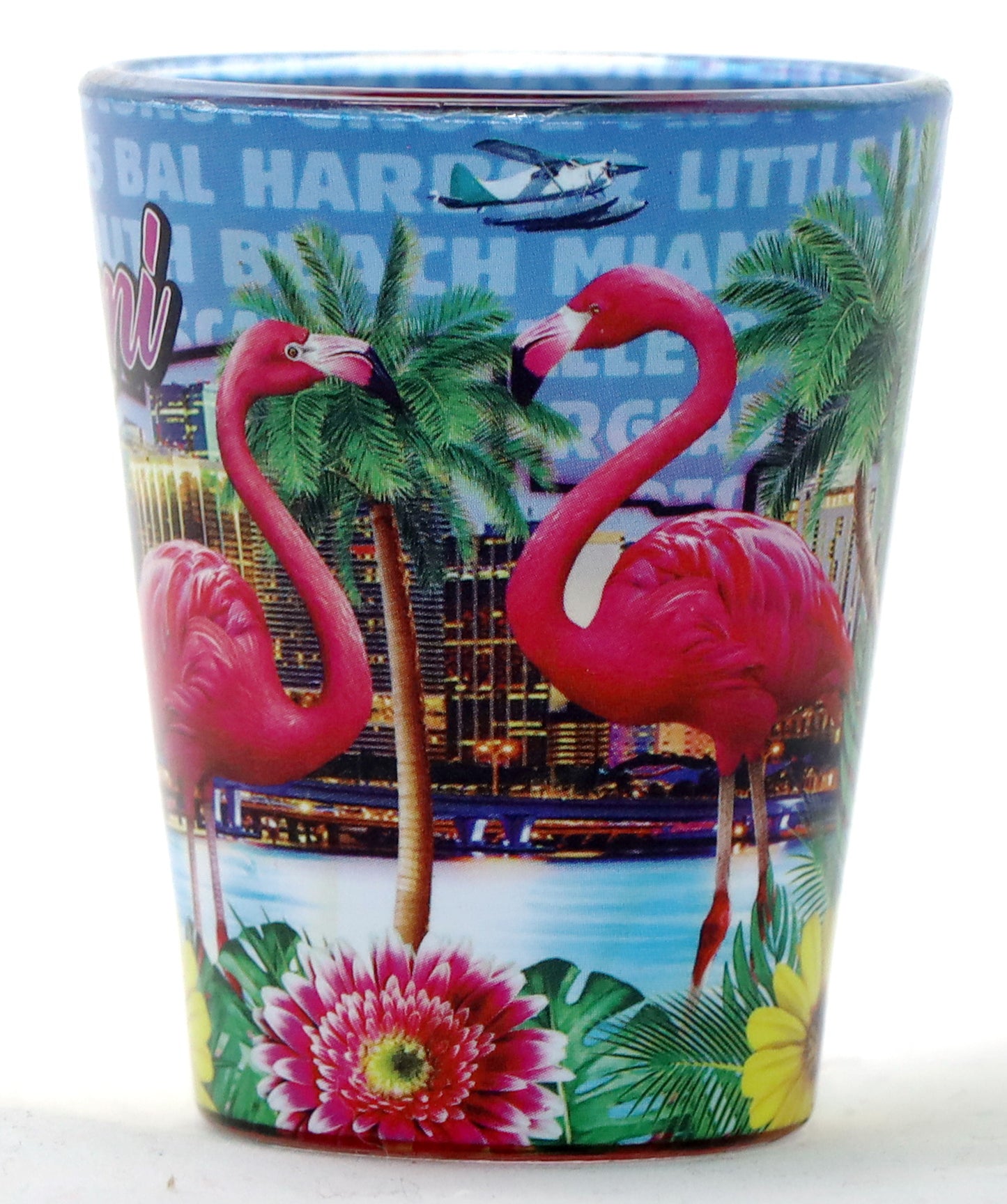 Miami Florida Flamingos Night In and Out Shot glass