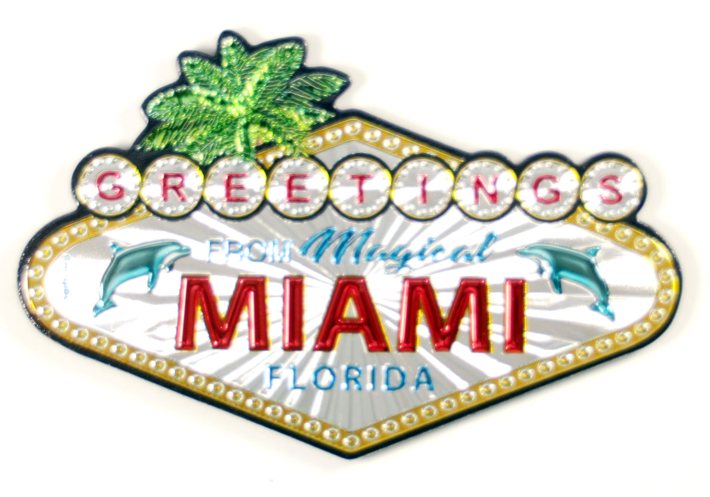 Miami Florida Greetings Sign Foil Magnet 4.25" x 2.75" x 0.125"