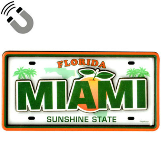 Miami Florida License Plate Dual Layer MDF Magnet 2" x 4.5"