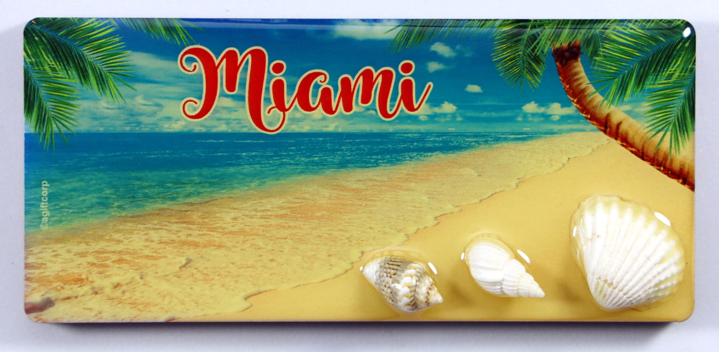 Miami Florida Palm Shell MDF Magnet 4.25" x 2" x 0.25"