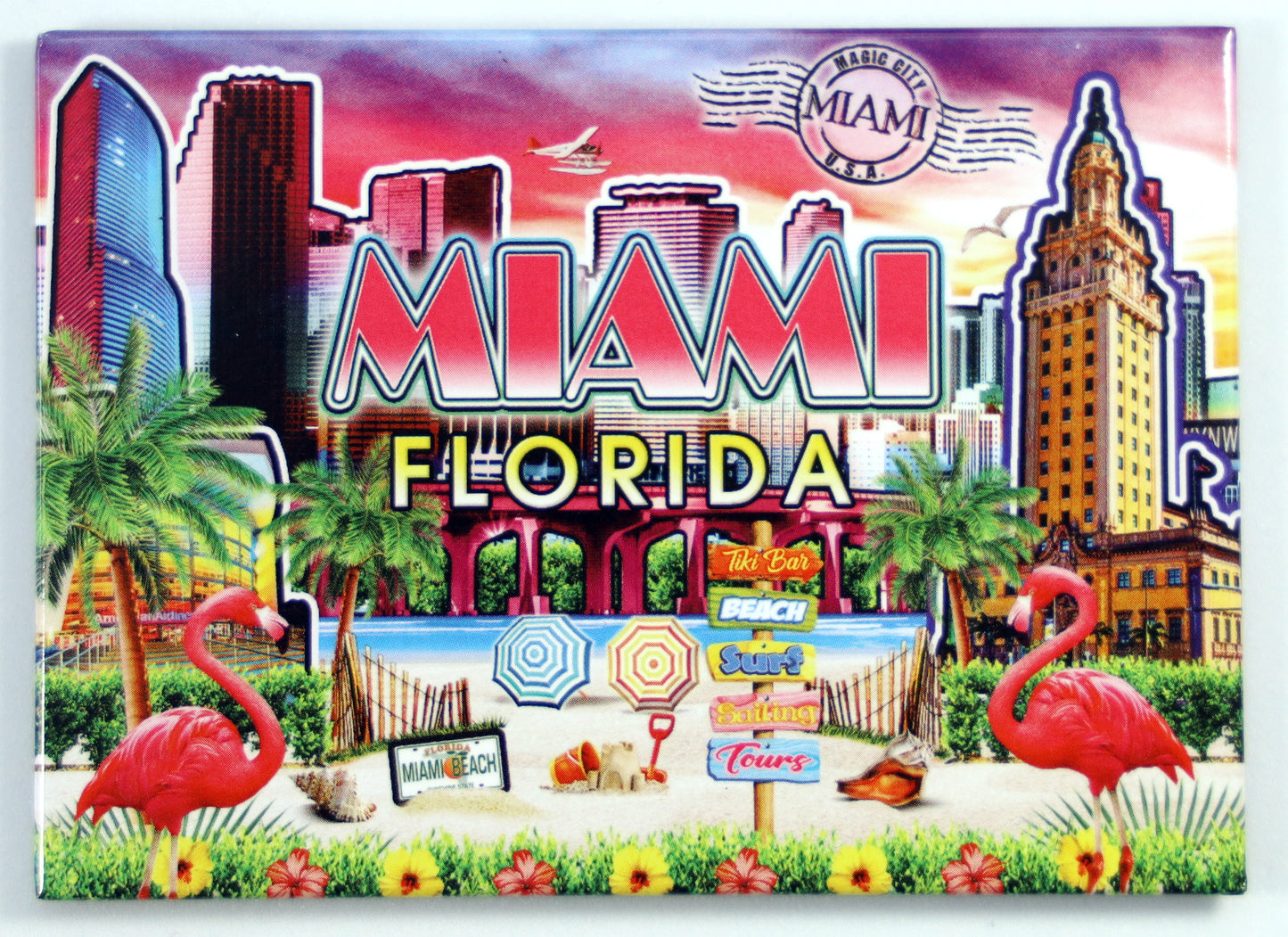 Miami Florida Scene Pop Art Magnet 2.5" x 3.5"