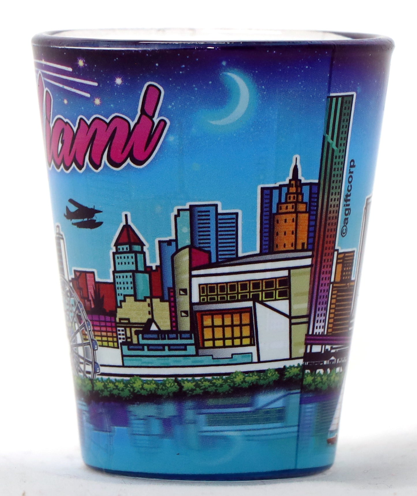 Miami Florida Skyline Night In and Out Shot glass