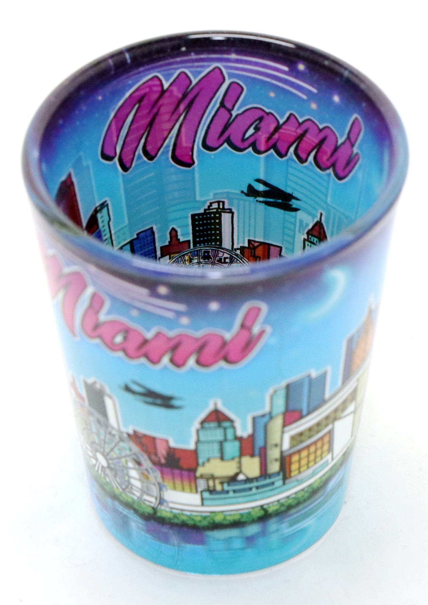 Miami Florida Skyline Night In and Out Shot glass