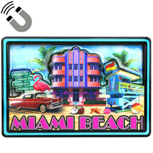 Miami Beach Hotels Dual Layer MDF Magnet 2.25" x 3.5"