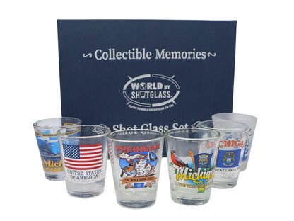 Michigan United States USA Souvenir Boxed Shot Glass Set (Set of 6)