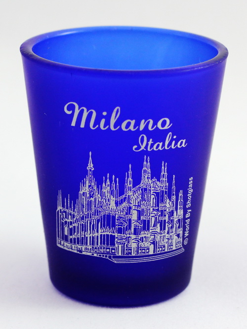 Milan Italy Cobalt Blue Frosted Shot Glass