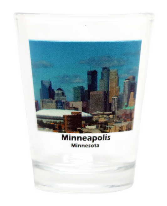 Minneapolis Minnesota City Skyline Color Photo Shot Glass