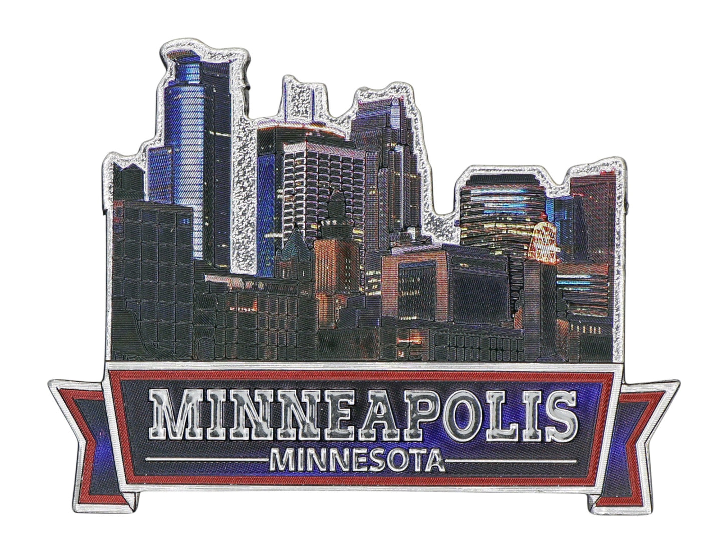 Minneapolis Minnesota Skyline Foil Magnet 2.75"x 2.25"x 0.125"