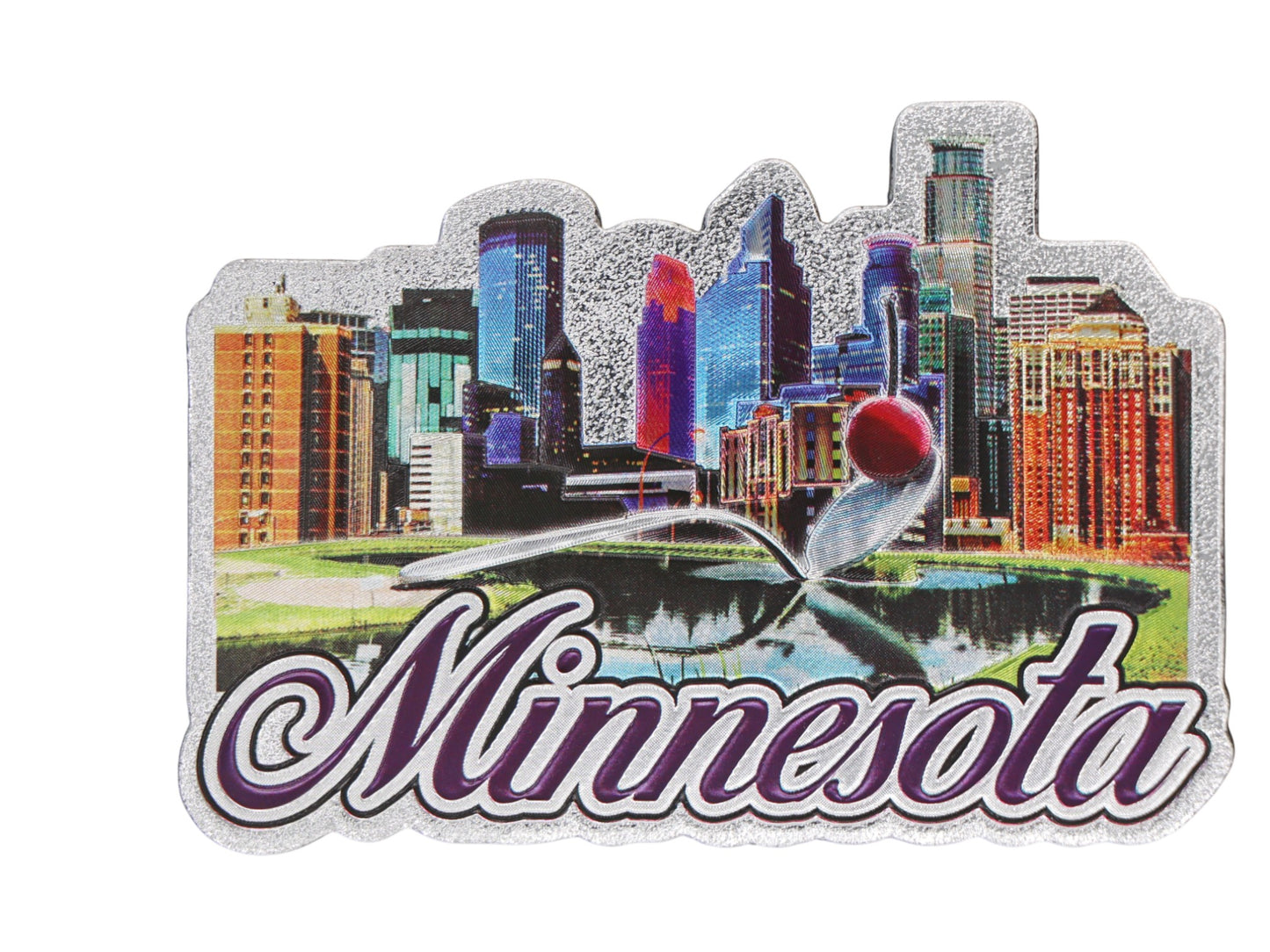Minnesota Color Skyline Navy Foil Magnet 4.0" x 3.0" x 0.125"