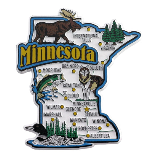 Minnesota State Map and Landmarks Collage Fridge Collectible Souvenir Magnet
