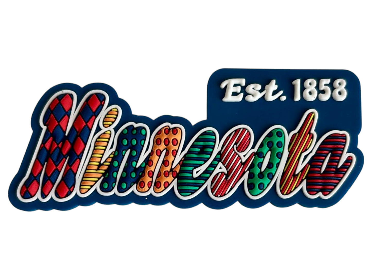 Minnesota Festive Multicolor Letters Fridge Designer Magnet 3.25" x 1.25"
