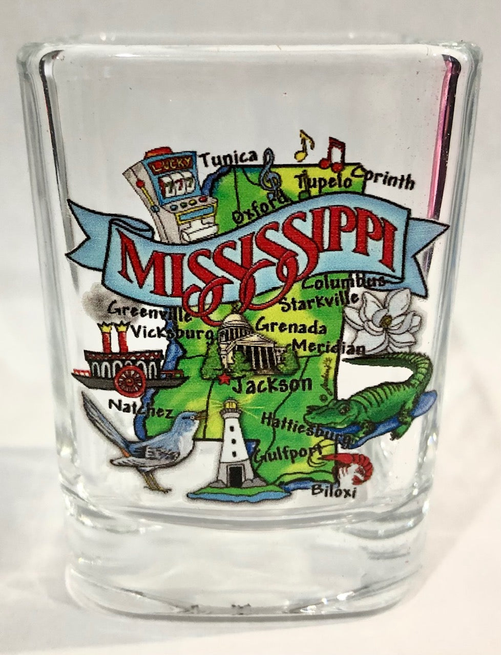 Mississippi State Map Classic Design Square Shot Glass