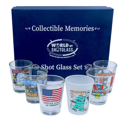 Mississippi United States USA Souvenir Boxed Shot Glass Set (Set of 6)
