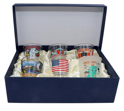 Mississippi United States USA Souvenir Boxed Shot Glass Set (Set of 6)