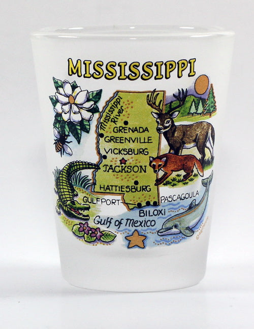 Mississippi Map Frosted Shot Glass