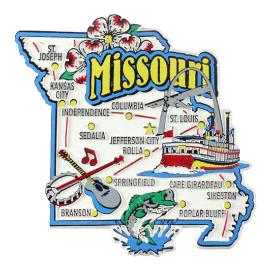 Missouri State Map and Landmarks Collage Fridge Collectible Souvenir Magnet