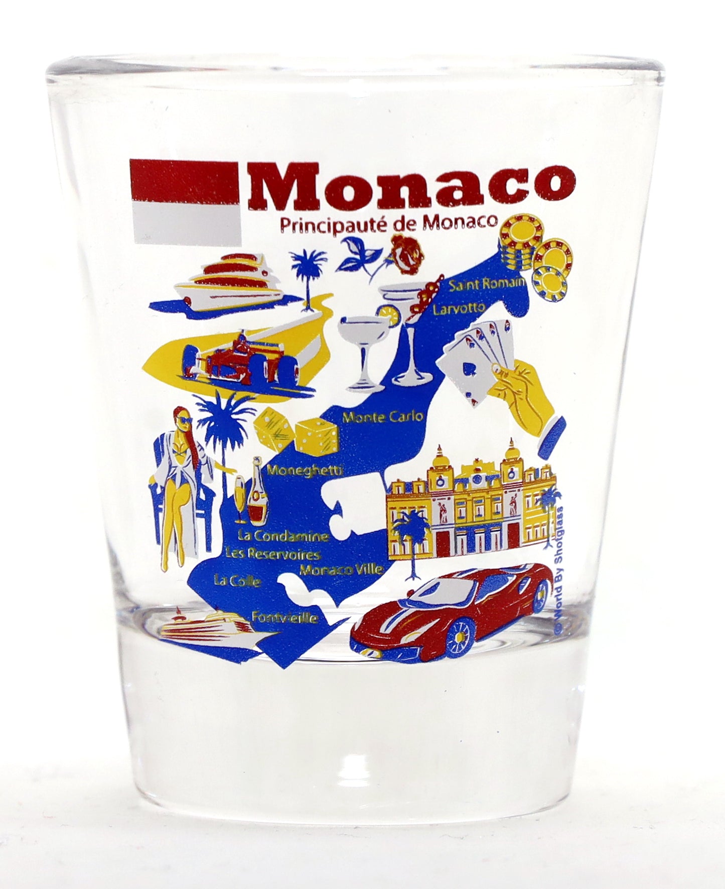 Monaco Landmarks and Icons Collage Shot Glass