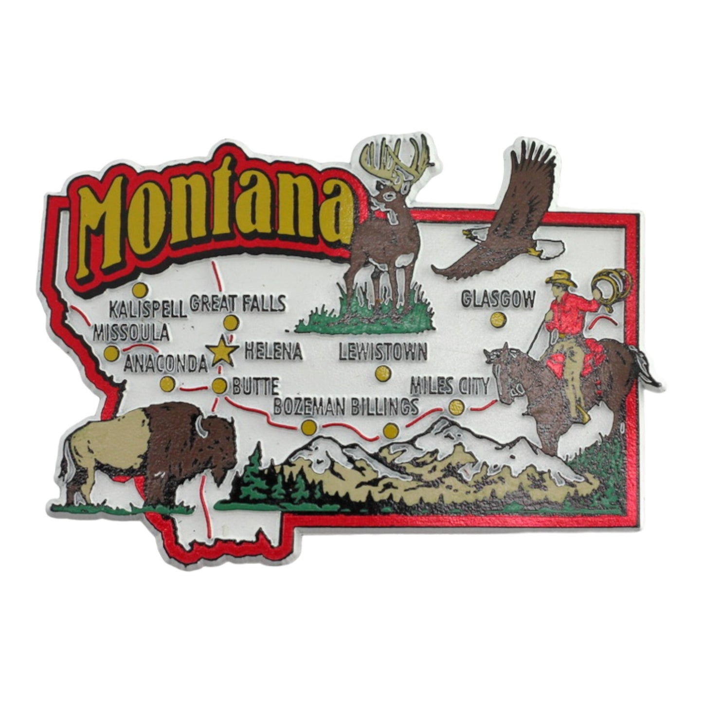 Montana State Map and Landmarks Collage Fridge Souvenir Collectible Magnet