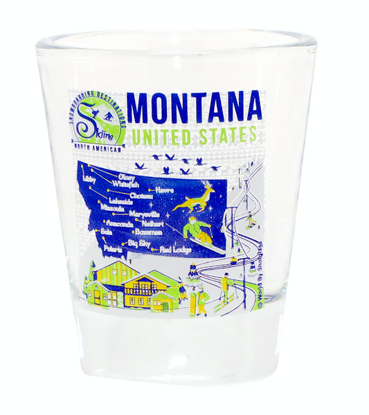 Montana North American Skiing and Snowboarding Destinations Shot Glass