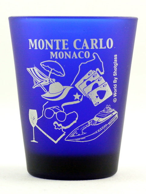 Monte Carlo Monaco Cobalt Blue Frosted Shot Glass