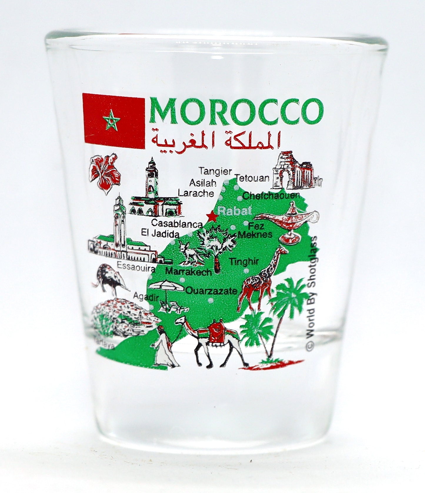 Morocco Landmarks and Icons Collage Shot Glass