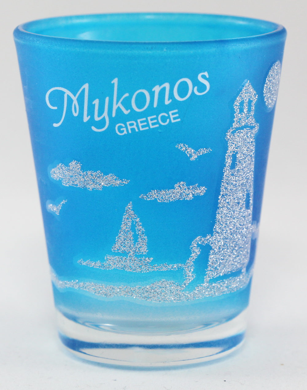 Mykonos Greece Neon Nautical Frosted Shot Glass