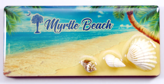 Myrtle Beach South Carolina Palm Shell MDF Magnet 4.25" x 2" x 0.25"