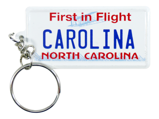 North Carolina License Plate Aluminum Ultra-Slim Rectangular Souvenir Keychain 2.5" X 1.25"x 0.06"