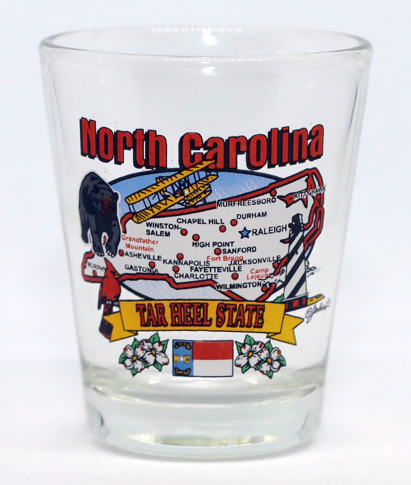 North Carolina State Elements Map Shot Glass