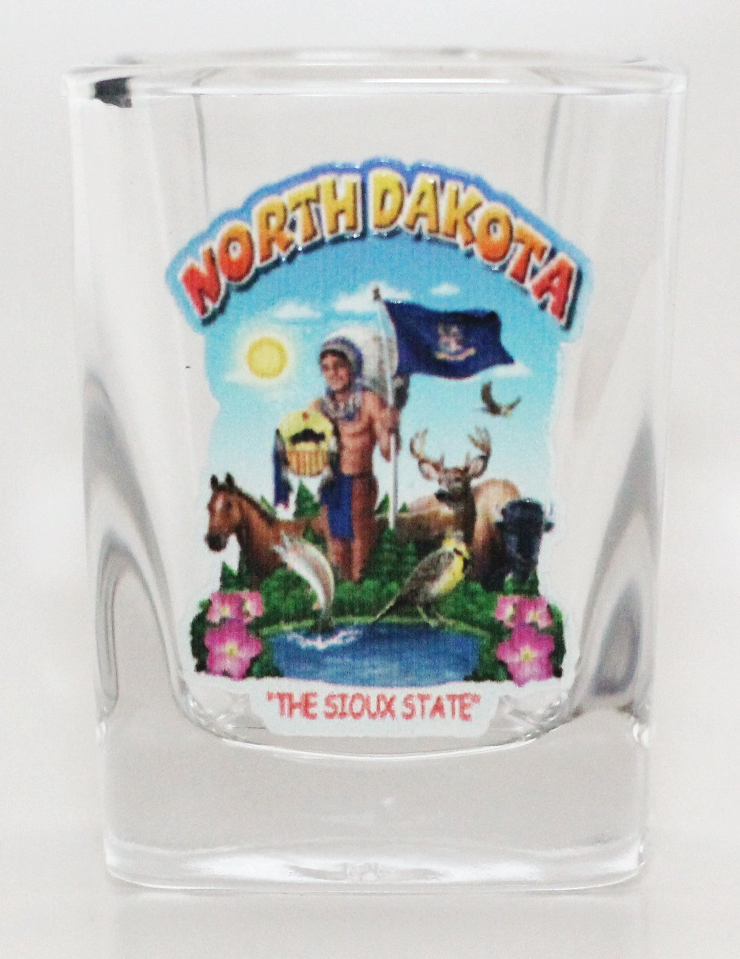 North Dakota State Montage Square Shot Glass