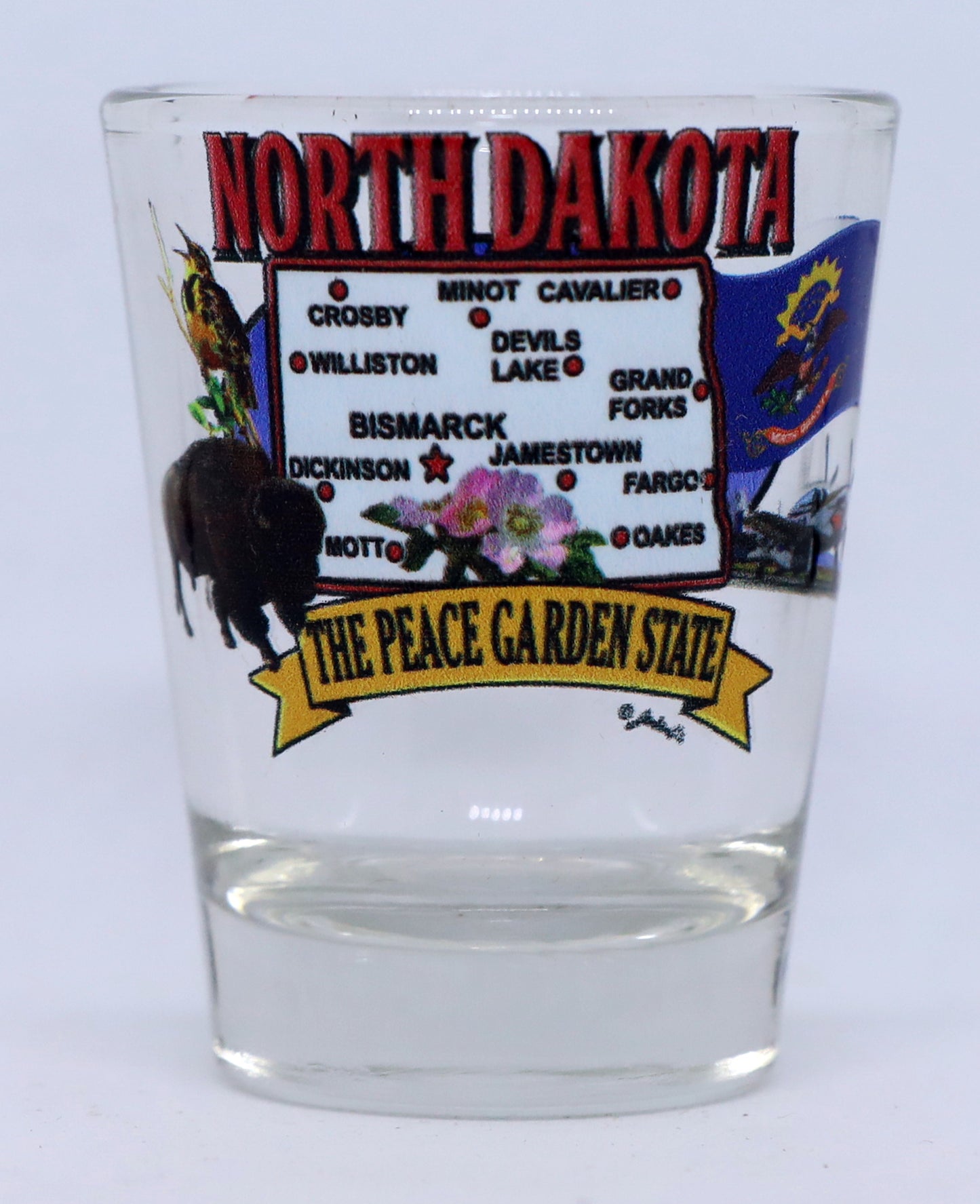 North Dakota State Elements Map Shot Glass