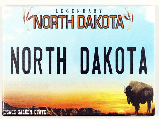 North Dakota License Plate Fridge Collector's Souvenir Magnet 2.5" X 3.5"