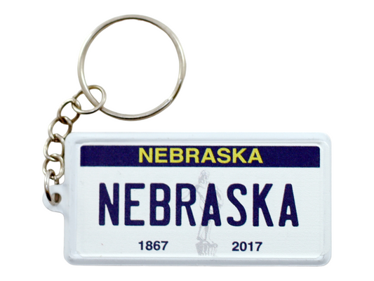 Nebraska License Plate Aluminum Ultra-Slim Rectangular Souvenir Keychain 2.5" X 1.25"x 0.06"