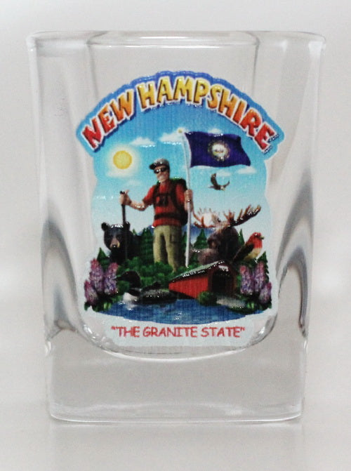 New Hampshire State Montage Square Shot Glass