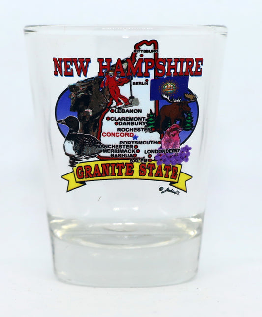 New Hampshire State Elements Map Shot Glass