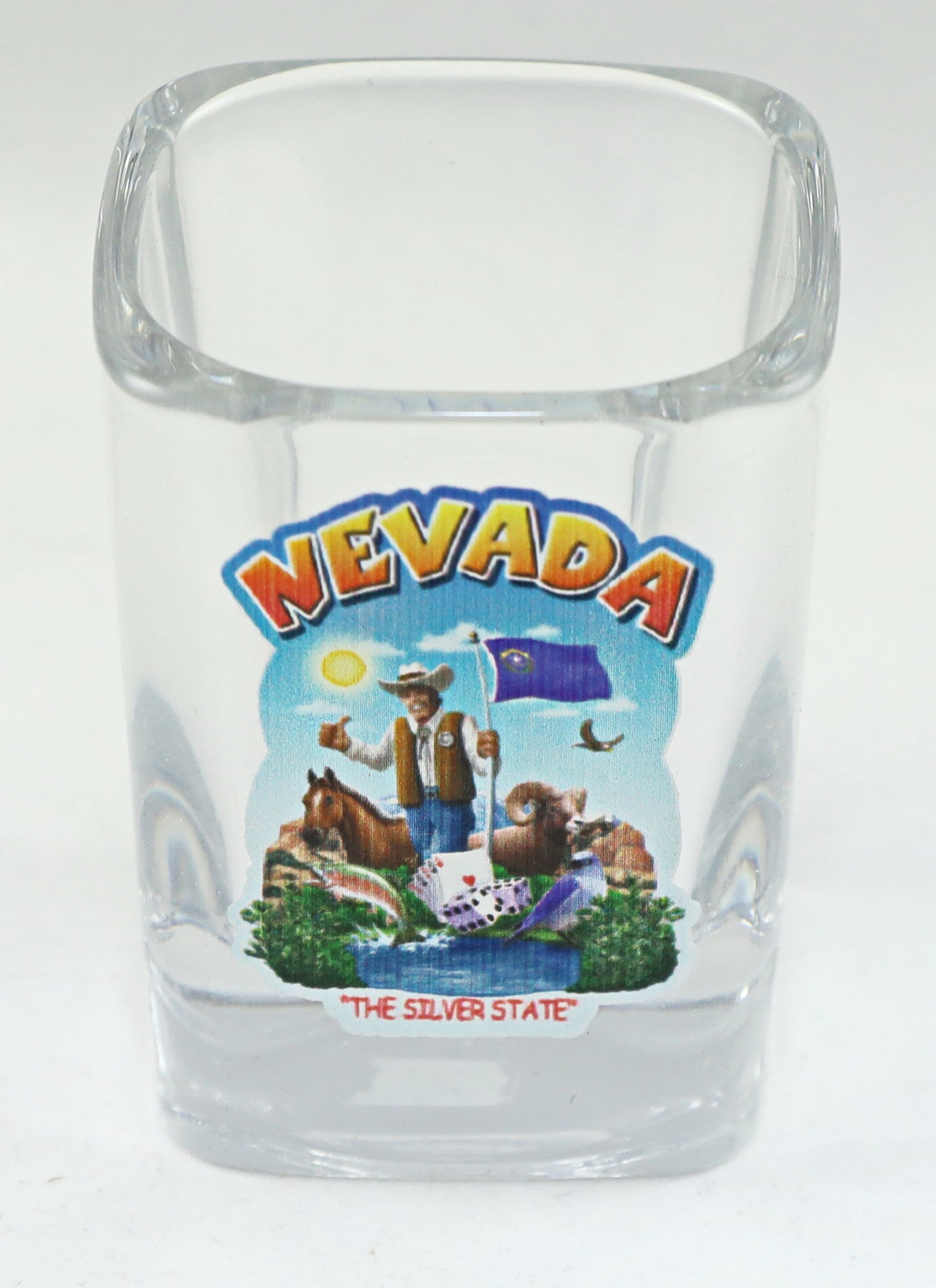 Nevada State Montage Square Shot Glass
