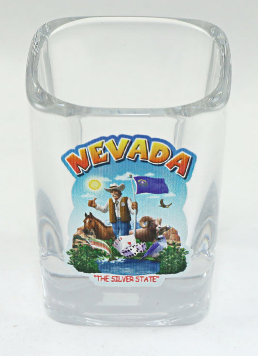 Nevada State Montage Square Shot Glass