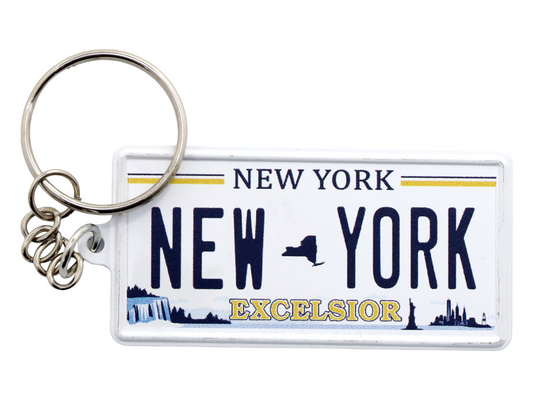 New York Excelsior License Plate Aluminum Ultra-Slim Rectangular Souvenir Keychain 2.5" X 1.25"x 0.06"