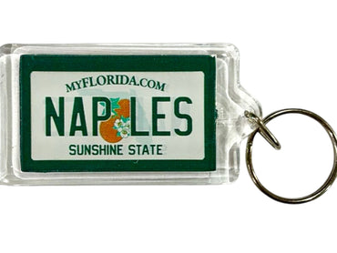 Naples Florida License Plate Acrylic Rectangular Souvenir Keychain 2.5" X 1.5"